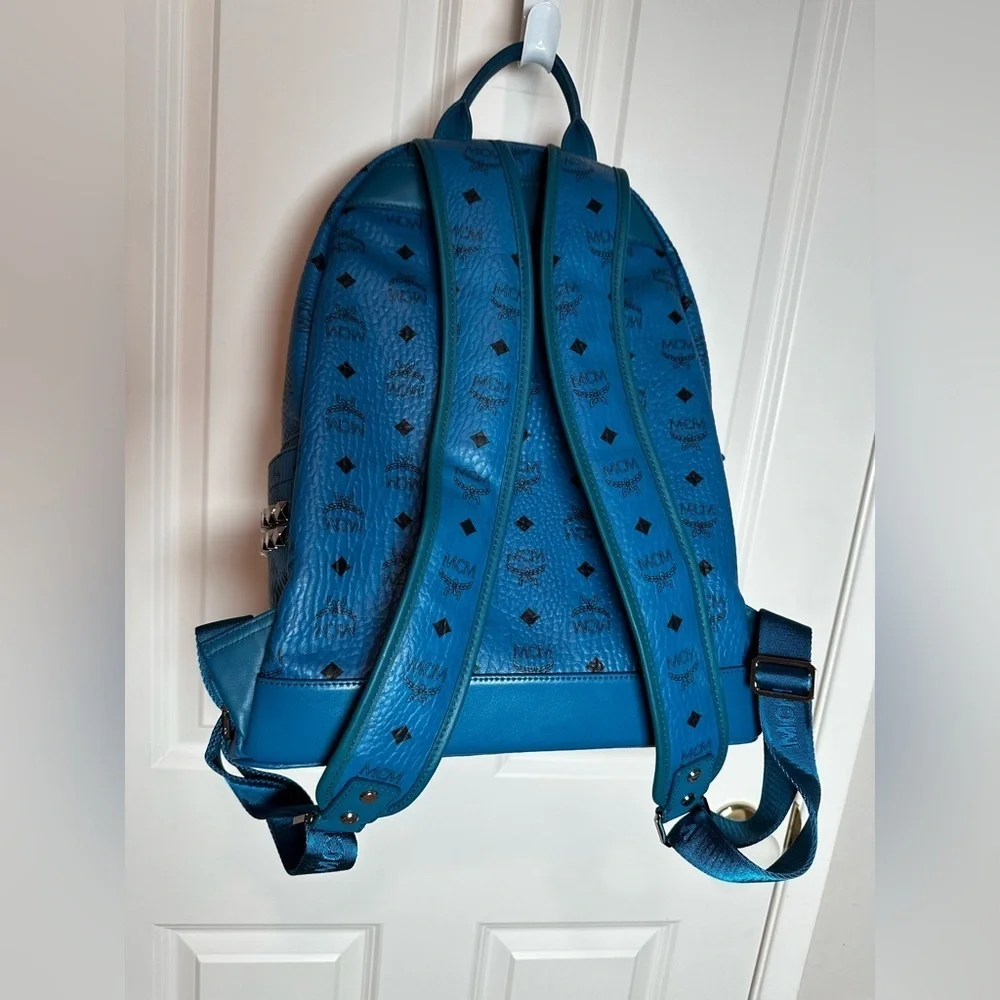 MCM blue Leather Backpack with studs brand new with tag
